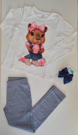 Conjunto menina Capivara Tiki liki blusa e calça