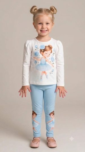 Conjunto "Ballerina Dreams": Blusa e Legging em Malha Suede com Strass
Tam 6