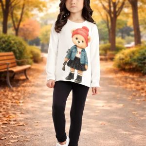 Conjunto Infantil Calça legging Urso Gorro Vermelho Alekids
Tam 6